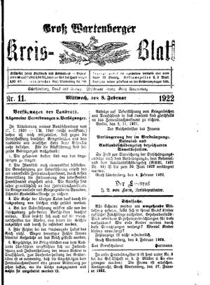 Groß-Wartenberger Kreisblatt vom 08.02.1922