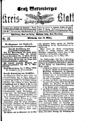 Groß-Wartenberger Kreisblatt vom 15.03.1922