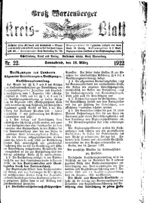 Groß-Wartenberger Kreisblatt vom 18.03.1922