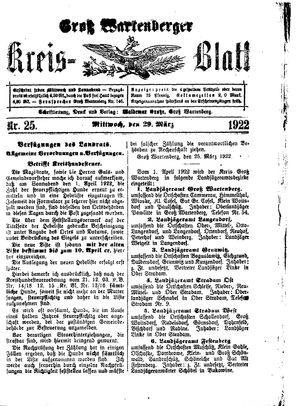 Groß-Wartenberger Kreisblatt vom 29.03.1922