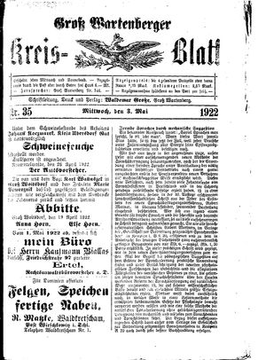 Groß-Wartenberger Kreisblatt vom 03.05.1922