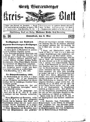 Groß-Wartenberger Kreisblatt vom 06.05.1922