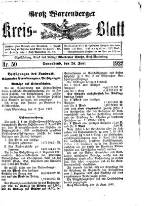 Groß-Wartenberger Kreisblatt vom 24.06.1922