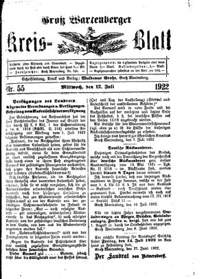 Groß-Wartenberger Kreisblatt vom 12.07.1922