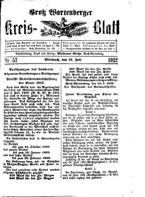 Groß-Wartenberger Kreisblatt vom 19.07.1922