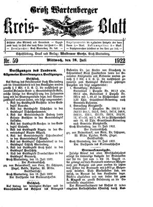 Groß-Wartenberger Kreisblatt vom 26.07.1922