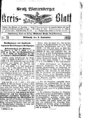 Groß-Wartenberger Kreisblatt vom 06.09.1922