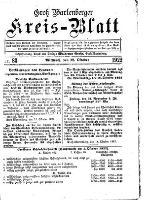 Groß-Wartenberger Kreisblatt vom 18.10.1922