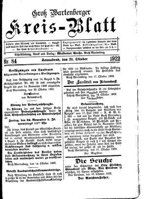 Groß-Wartenberger Kreisblatt on Oct 21, 1922