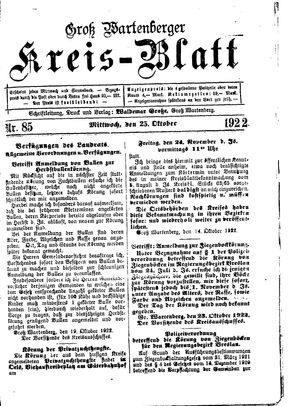 Groß-Wartenberger Kreisblatt vom 25.10.1922