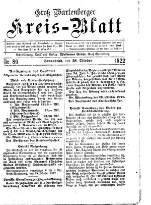 Groß-Wartenberger Kreisblatt vom 28.10.1922