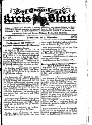 Groß-Wartenberger Kreisblatt vom 04.11.1922
