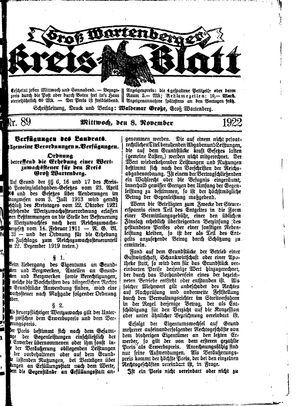 Groß-Wartenberger Kreisblatt vom 08.11.1922