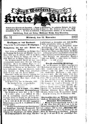 Groß-Wartenberger Kreisblatt vom 15.11.1922