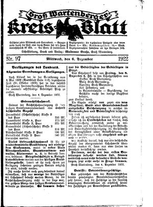 Groß-Wartenberger Kreisblatt vom 06.12.1922