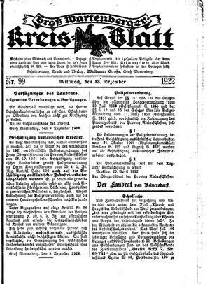Groß-Wartenberger Kreisblatt vom 13.12.1922