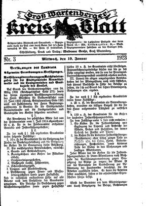 Groß-Wartenberger Kreisblatt on Jan 10, 1923