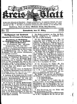 Groß-Wartenberger Kreisblatt vom 17.03.1923