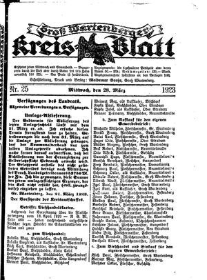 Groß-Wartenberger Kreisblatt vom 28.03.1923