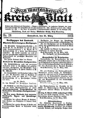 Groß-Wartenberger Kreisblatt vom 31.03.1923