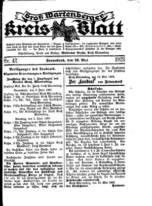 Groß-Wartenberger Kreisblatt vom 26.05.1923