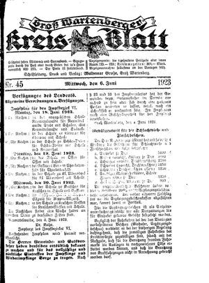 Groß-Wartenberger Kreisblatt vom 06.06.1923