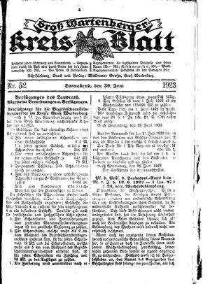 Groß-Wartenberger Kreisblatt vom 30.06.1923
