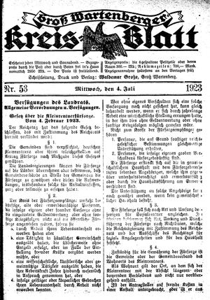 Groß-Wartenberger Kreisblatt vom 04.07.1923