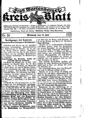 Groß-Wartenberger Kreisblatt vom 11.07.1923