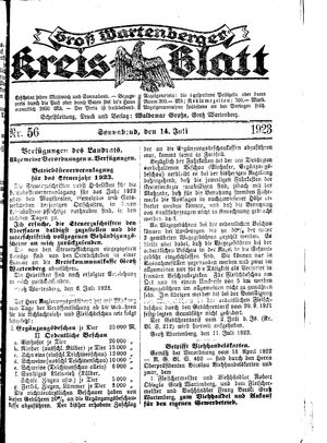 Groß-Wartenberger Kreisblatt vom 14.07.1923