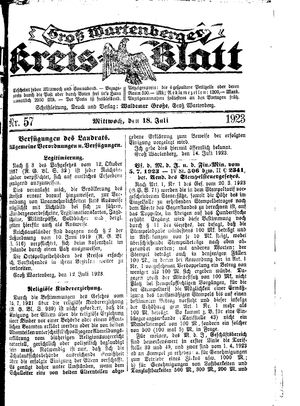 Groß-Wartenberger Kreisblatt vom 18.07.1923