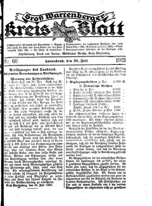 Groß-Wartenberger Kreisblatt vom 28.07.1923