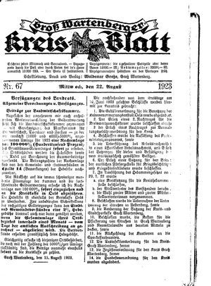 Groß-Wartenberger Kreisblatt vom 22.08.1923