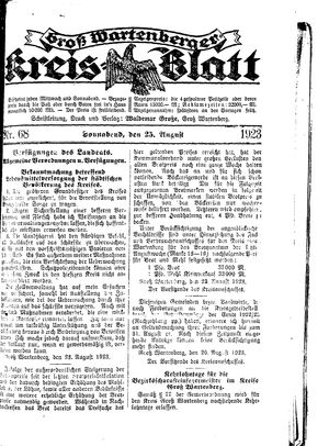 Groß-Wartenberger Kreisblatt vom 25.08.1923