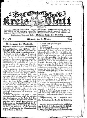 Groß-Wartenberger Kreisblatt vom 03.10.1923