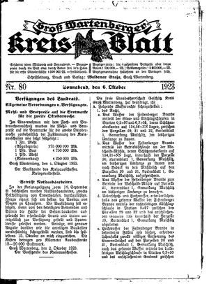 Groß-Wartenberger Kreisblatt vom 06.10.1923