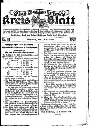 Groß-Wartenberger Kreisblatt vom 10.10.1923