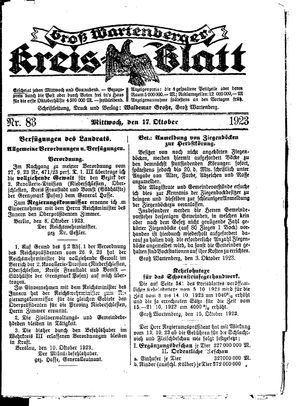 Groß-Wartenberger Kreisblatt vom 17.10.1923
