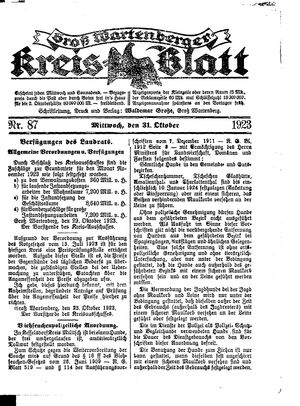 Groß-Wartenberger Kreisblatt on Oct 31, 1923