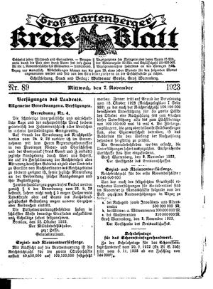 Groß-Wartenberger Kreisblatt vom 07.11.1923