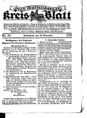 Groß-Wartenberger Kreisblatt on Nov 10, 1923