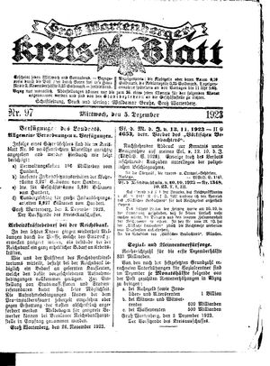 Groß-Wartenberger Kreisblatt vom 05.12.1923