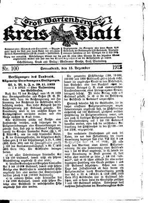 Groß-Wartenberger Kreisblatt vom 15.12.1923