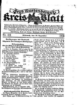 Groß-Wartenberger Kreisblatt vom 19.12.1923