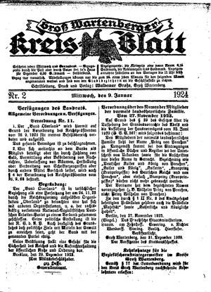 Groß-Wartenberger Kreisblatt vom 09.01.1924