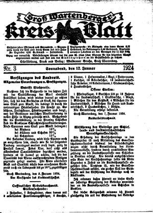 Groß-Wartenberger Kreisblatt on Jan 12, 1924