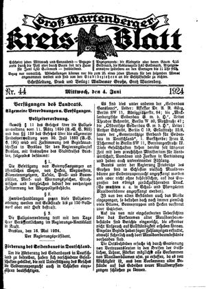 Groß-Wartenberger Kreisblatt vom 04.06.1924