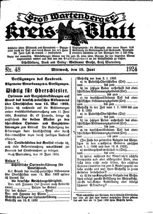 Groß-Wartenberger Kreisblatt vom 18.06.1924