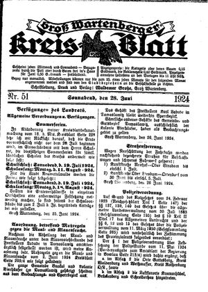 Groß-Wartenberger Kreisblatt on Jun 28, 1924