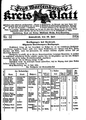 Groß-Wartenberger Kreisblatt vom 19.07.1924